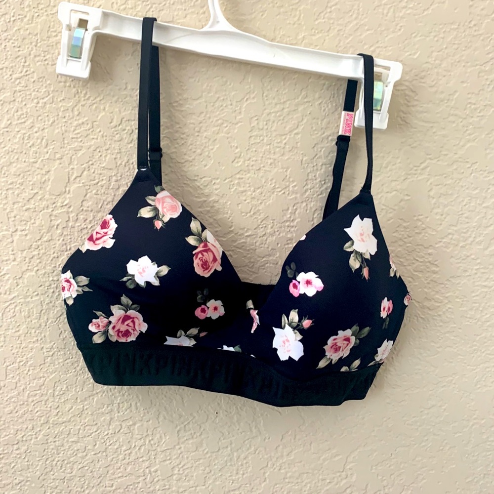 Victoria’s Secret pink black floral bra 34c